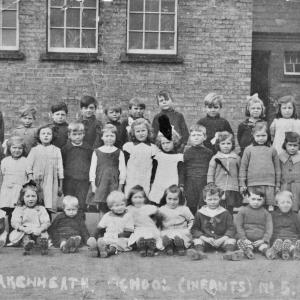 0053P Lakenheath School infants with Governess Emma Rolph 